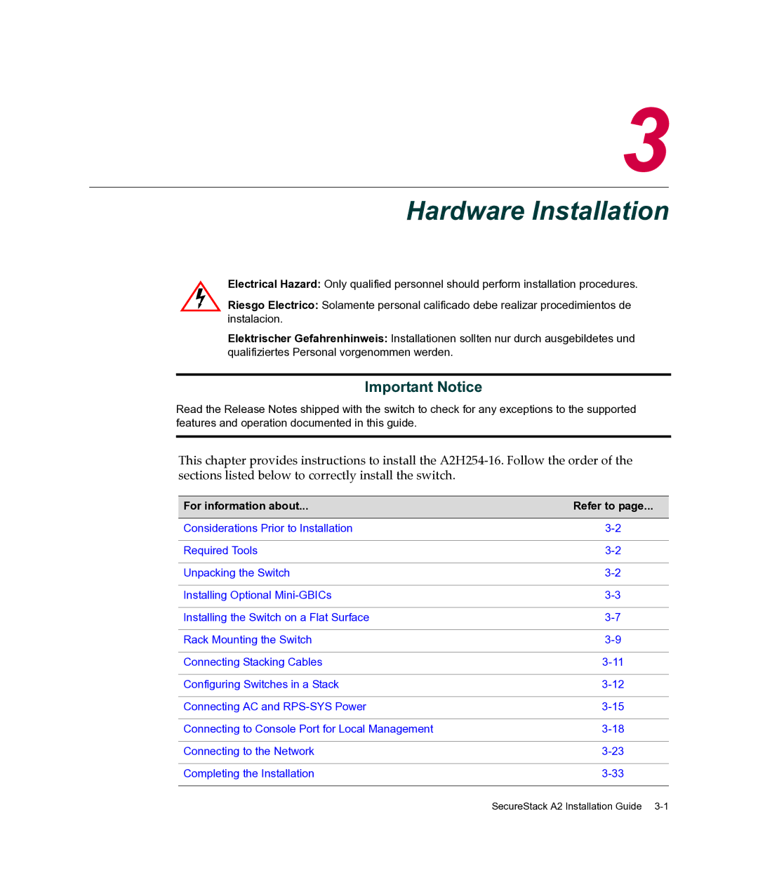 Enterasys Networks A2H254-16 manual Hardware Installation 