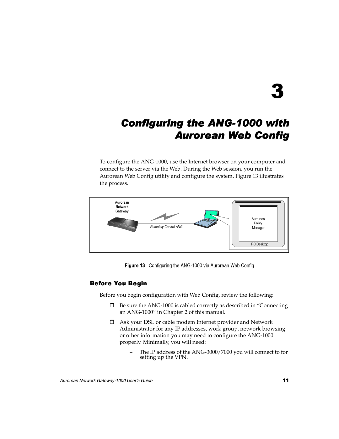 Enterasys Networks manual Configuring the ANG-1000 with Aurorean Web Config, Before You Begin 