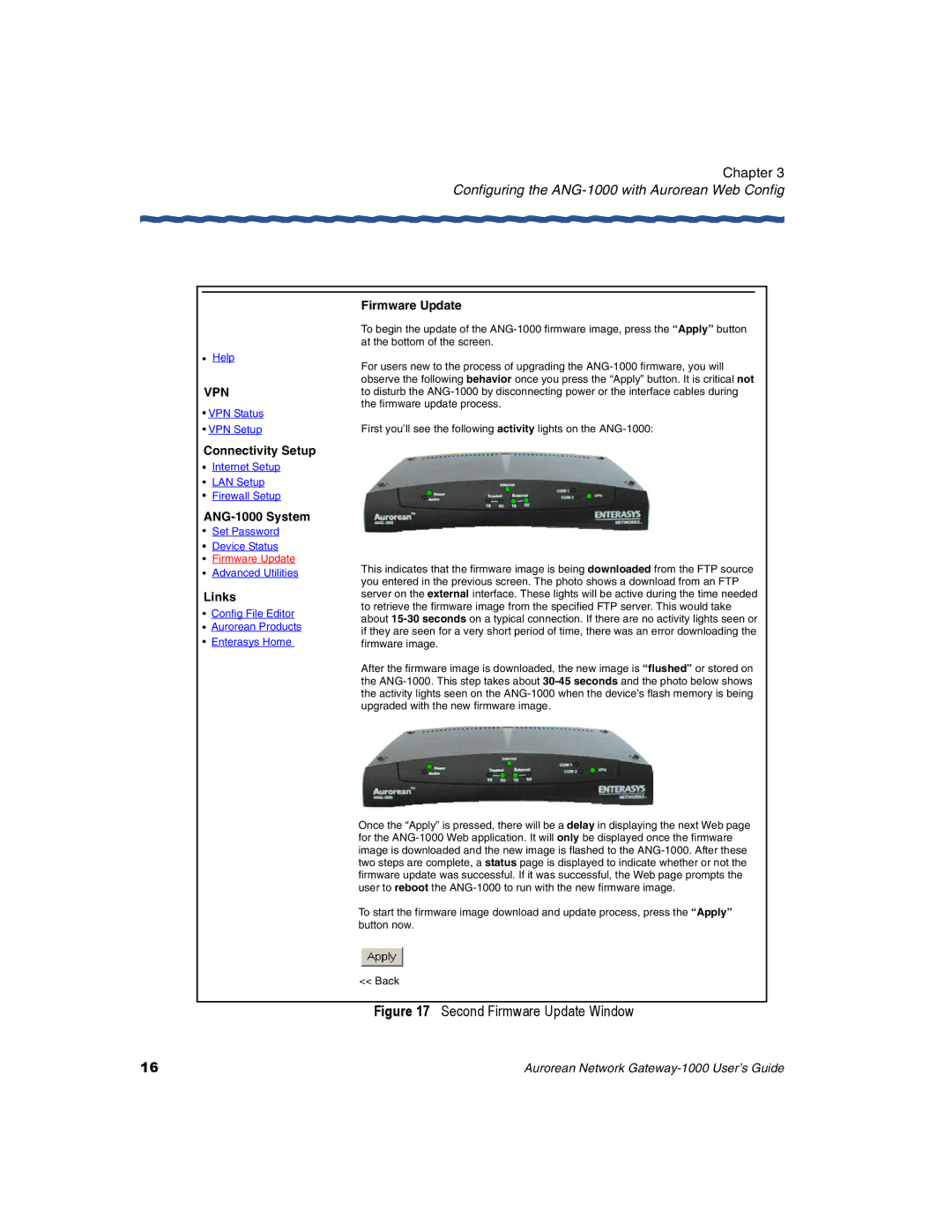 Enterasys Networks ANG-1000 manual Second Firmware Update Window 
