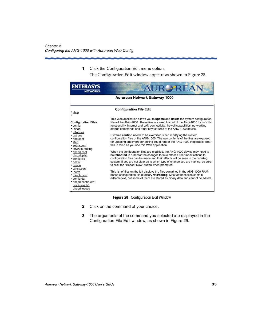 Enterasys Networks ANG-1000 Click the Configuration Edit menu option, Configuration Edit window appears as shown in Figure 