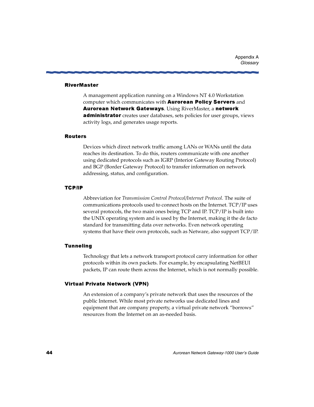 Enterasys Networks ANG-1000 manual RiverMaster, Routers, Tunneling, Virtual Private Network VPN 