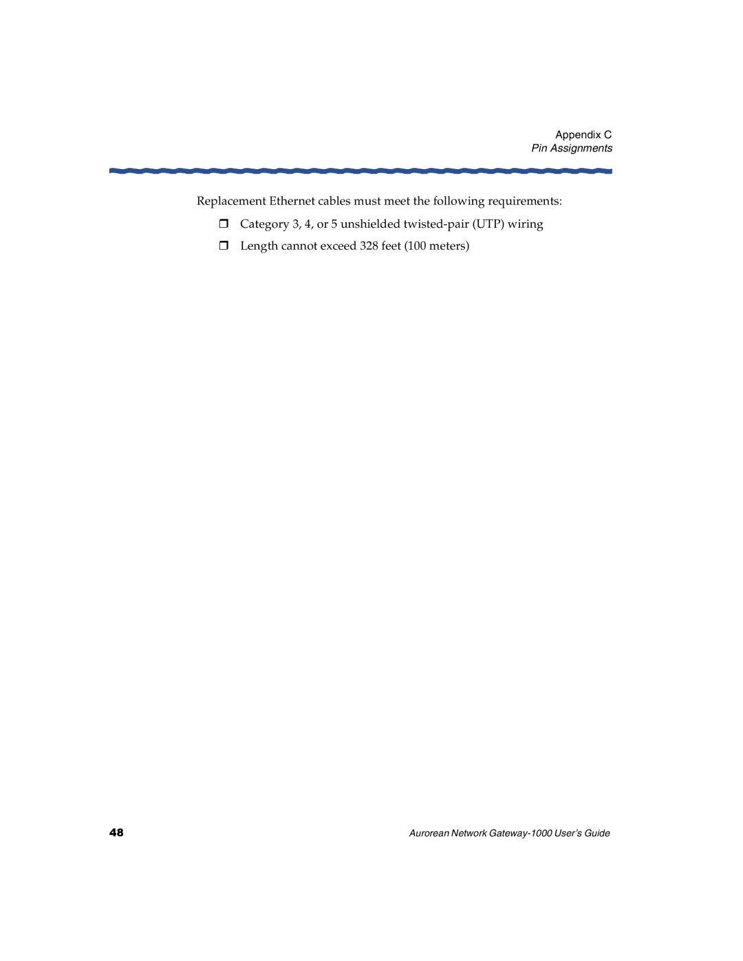 Enterasys Networks ANG-1000 manual Pin Assignments 