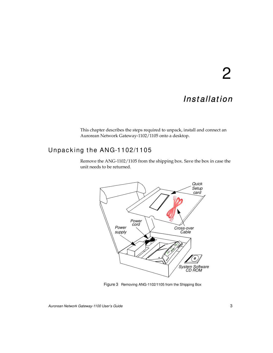 Enterasys Networks ANG-1100 manual Installation, Unpacking the ANG-1102/1105 