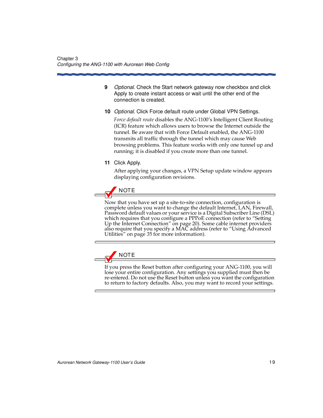 Enterasys Networks ANG-1100 manual Click Apply 