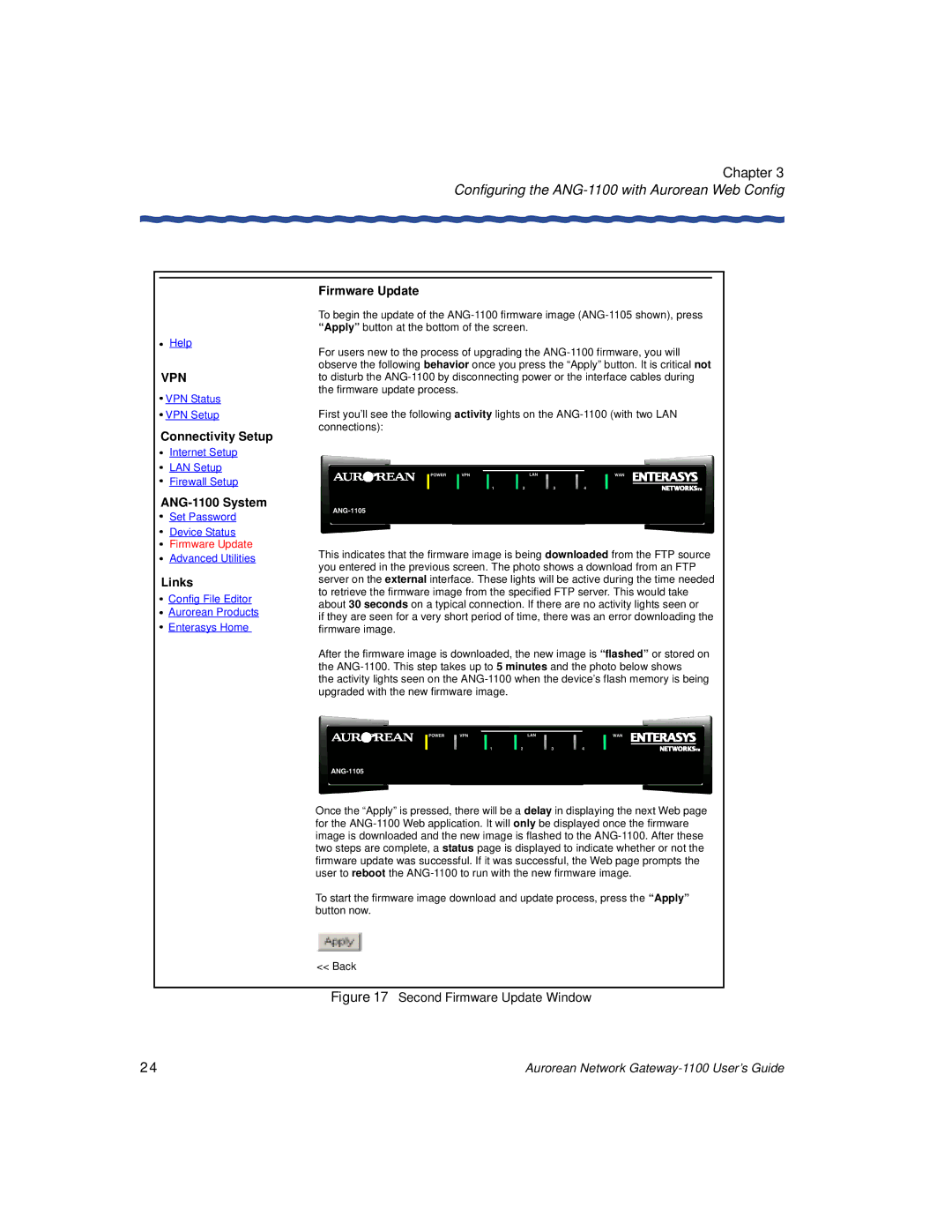 Enterasys Networks ANG-1100 manual Second Firmware Update Window 