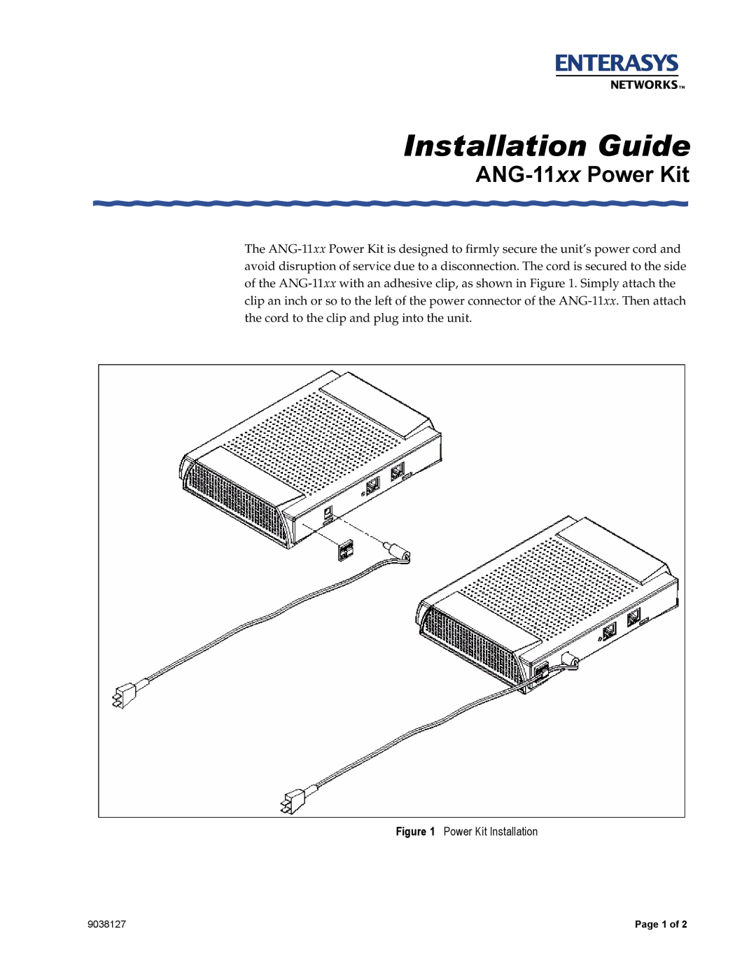 Enterasys Networks ANG-11XX manual Installation Guide, ANG-11xxPower Kit 