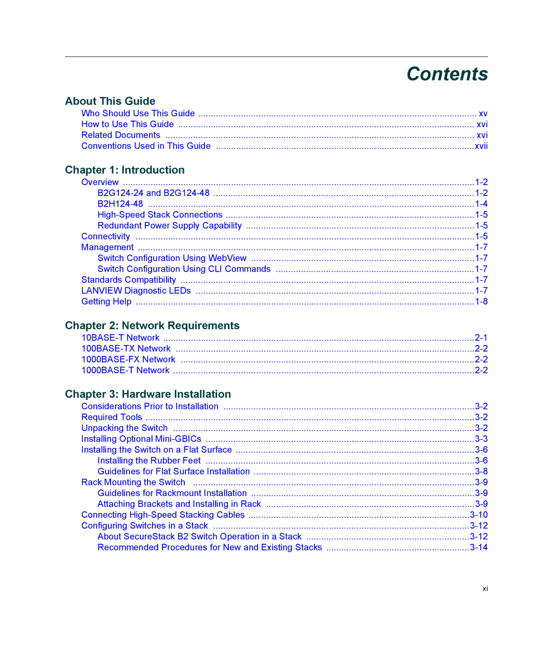 Enterasys Networks B2G124-24 manual Contents 