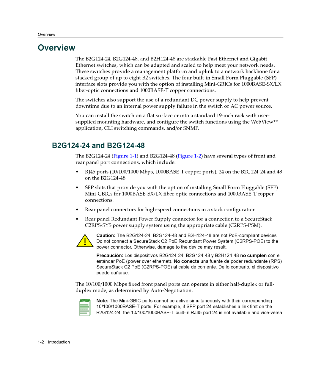 Enterasys Networks manual Overview, B2G124-24 and B2G124-48 