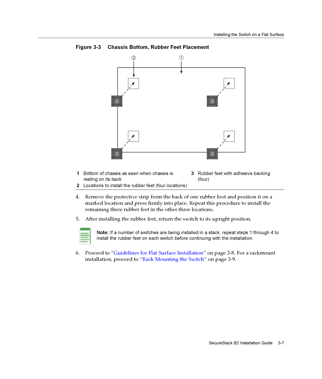 Enterasys Networks B2G124-24 manual Chassis Bottom, Rubber Feet Placement 