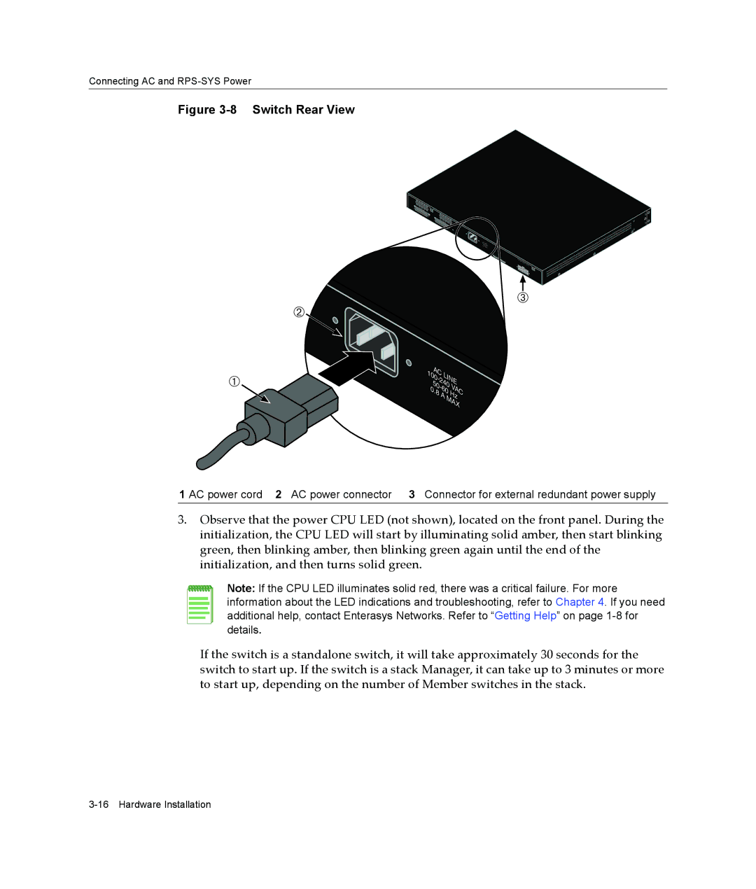 Enterasys Networks B2G124-24 manual Switch Rear View 