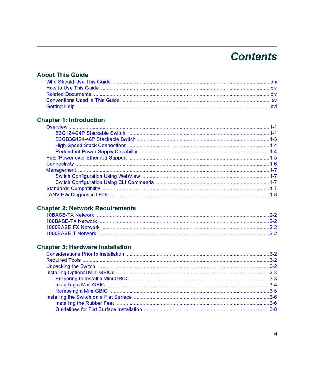 Enterasys Networks B3G124-48P, B3G124-24P manual Contents 