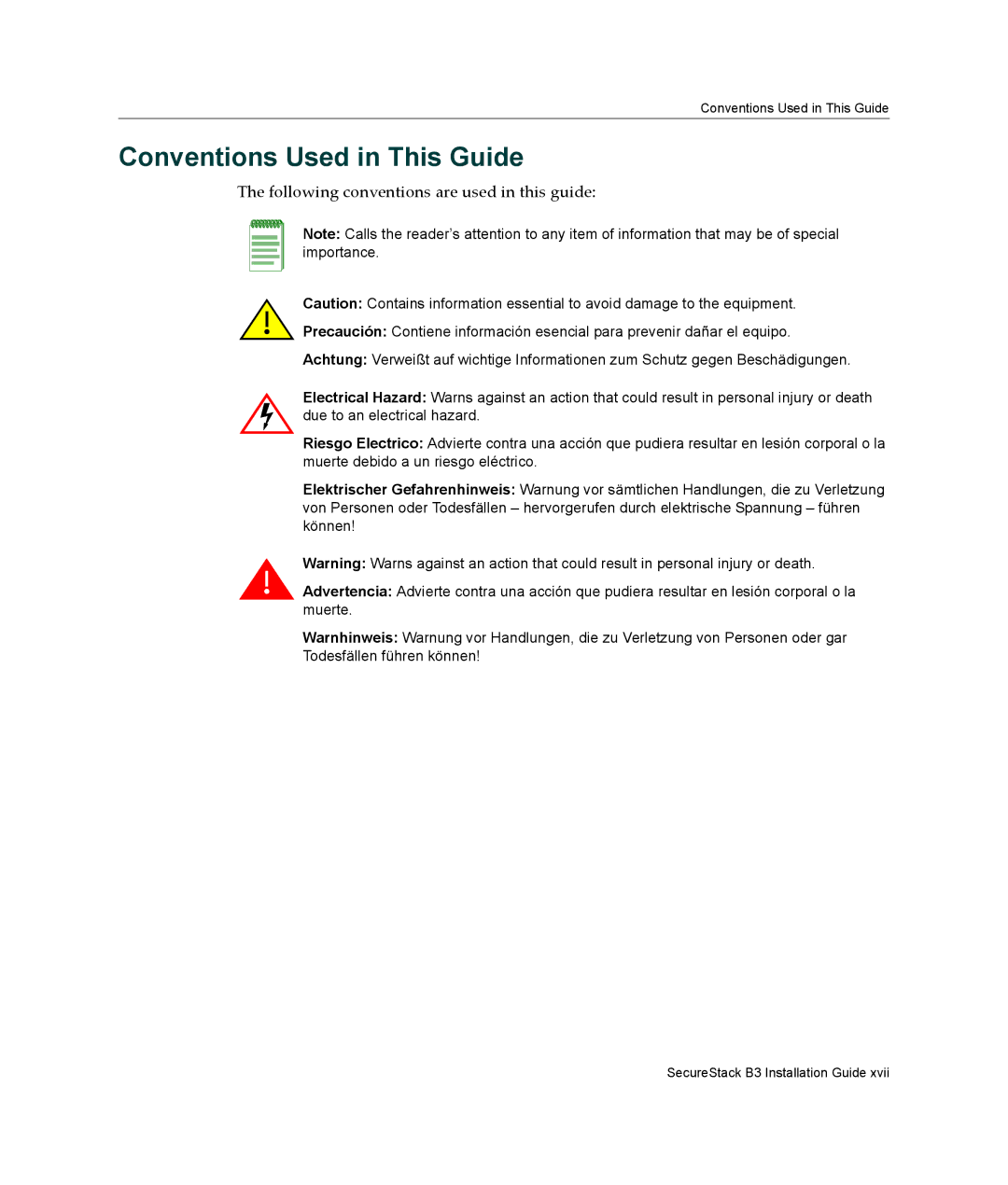 Enterasys Networks B3G124-48P, B3G124-24P Conventions Used in This Guide, Following conventions are used in this guide 