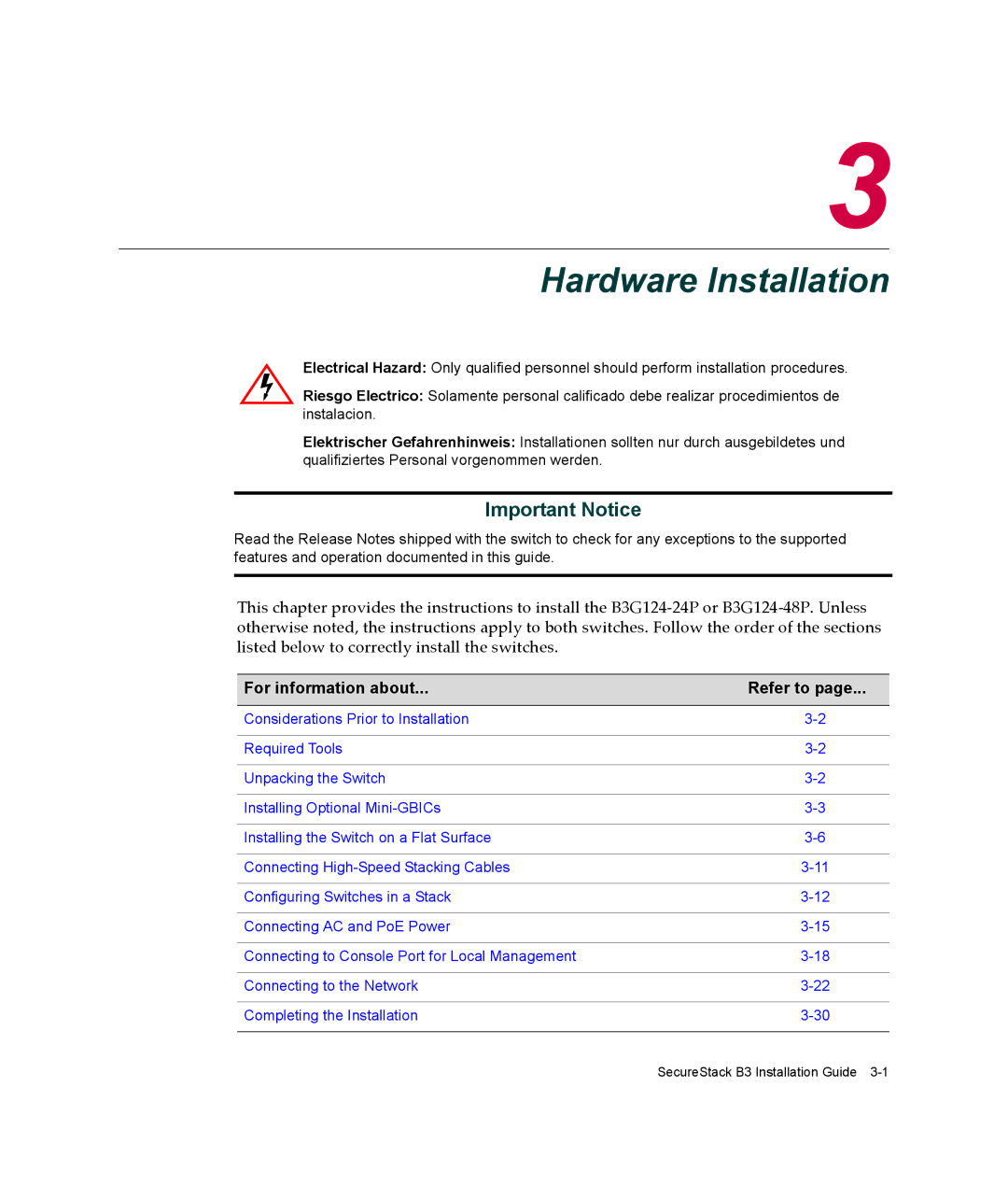 Enterasys Networks B3G124-48P, B3G124-24P manual Hardware Installation 