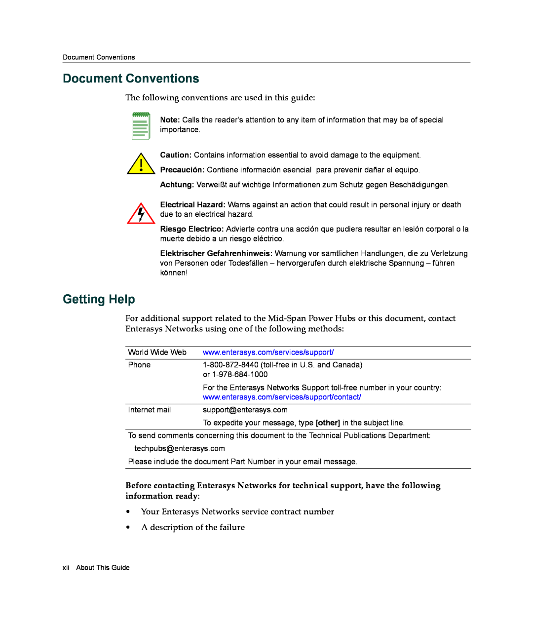 Enterasys Networks BL-6000ENT manual Document Conventions, Getting Help, The following conventions are used in this guide 