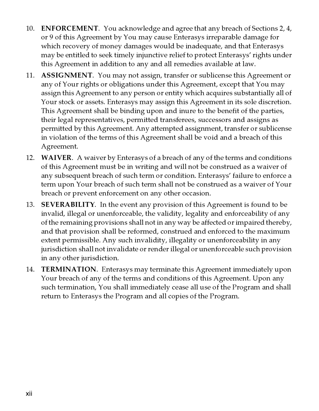 Enterasys Networks BL-69551ENT, BL-69108ENT manual Xii 