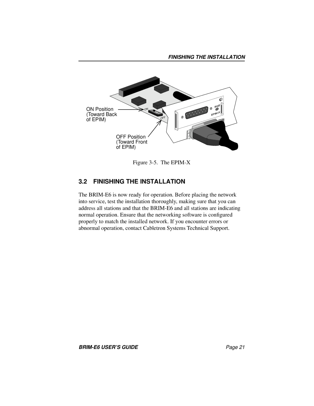 Enterasys Networks BRIM-E6 manual Finishing the Installation, Epim-X 