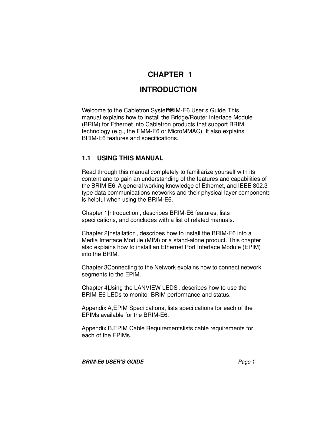 Enterasys Networks BRIM-E6 manual Chapter Introduction, Using this Manual 