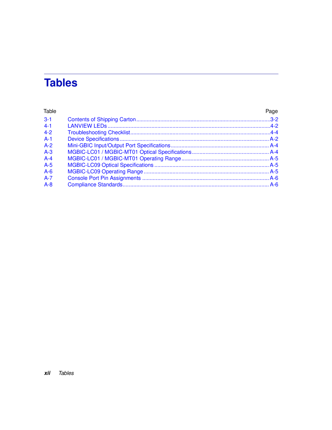 Enterasys Networks C1H124-24, C1H124-48 manual Tables 