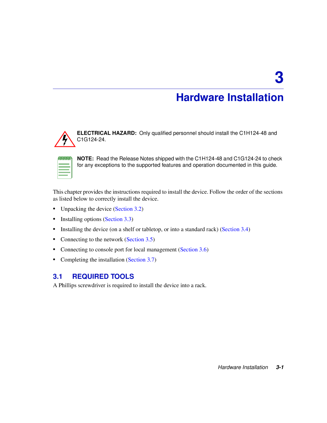 Enterasys Networks C1H124-48, C1H124-24 manual Hardware Installation, Required Tools 