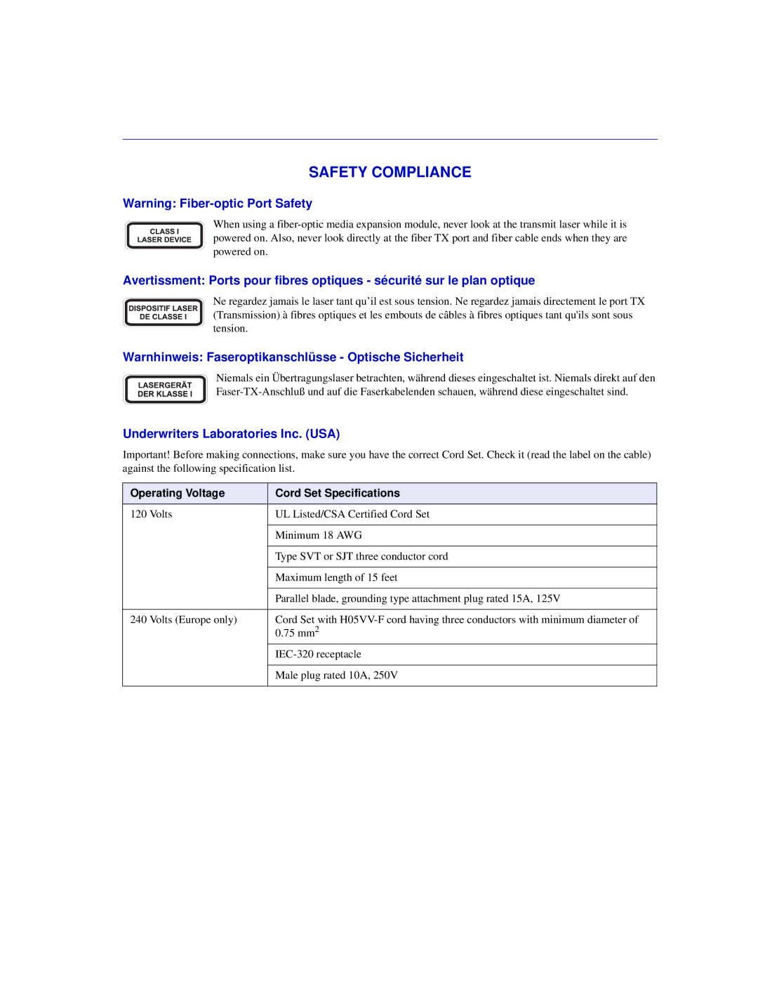 Enterasys Networks C1H124-48, C1H124-24 manual Safety Compliance 