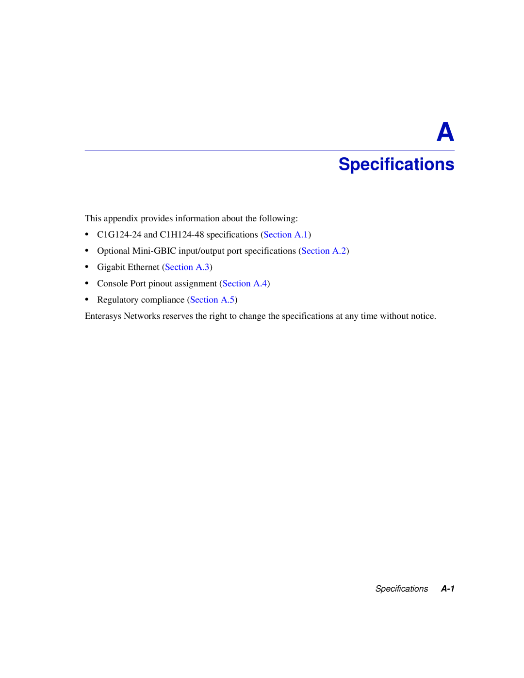 Enterasys Networks C1H124-48, C1H124-24 manual Specifications 