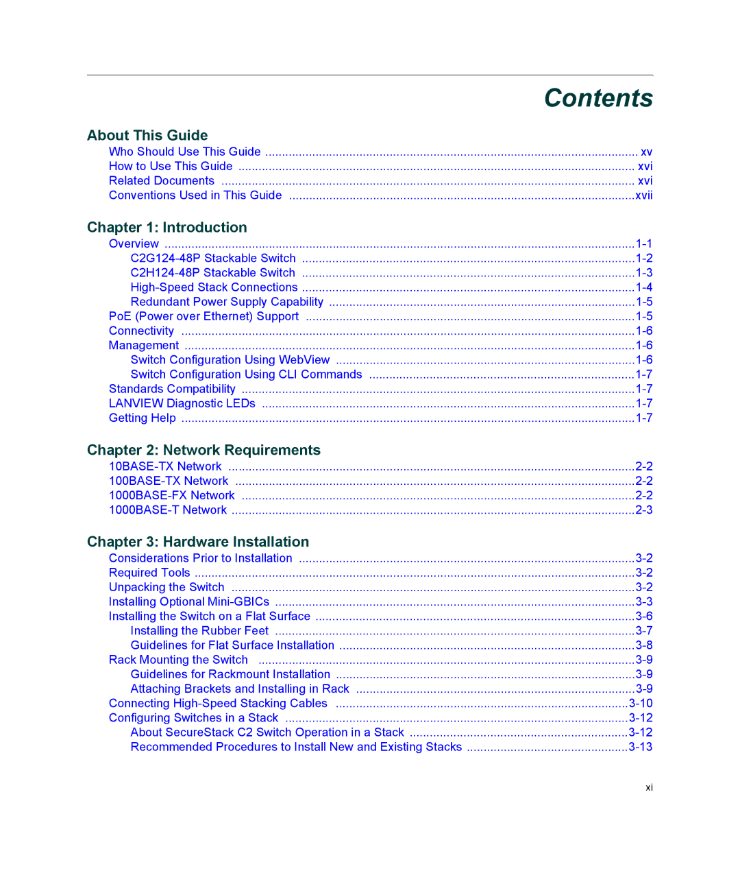 Enterasys Networks C2H124-48P, C2G124-48P manual Contents 