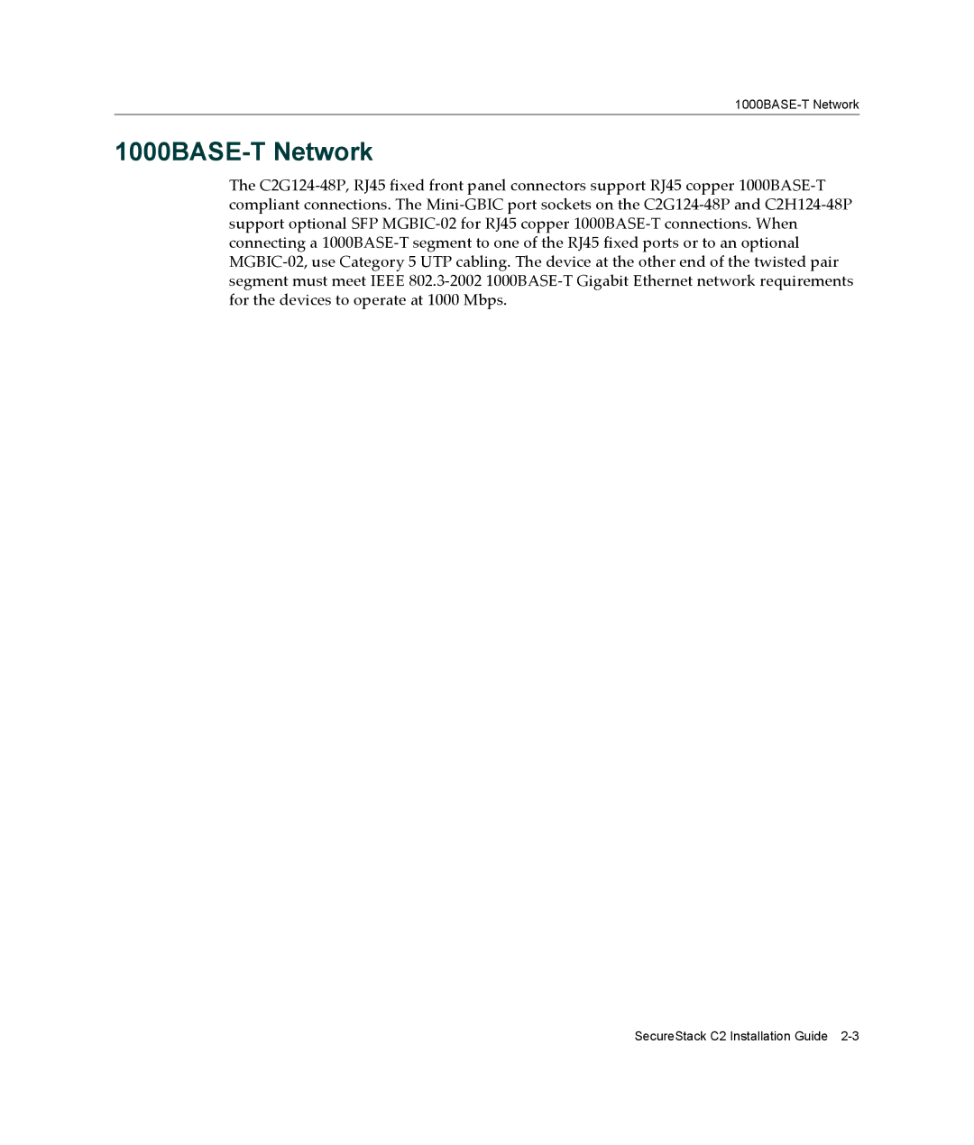 Enterasys Networks C2H124-48P, C2G124-48P manual 1000BASE-T Network 