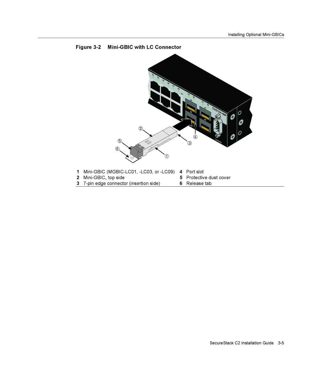 Enterasys Networks C2H124-48P, C2G124-48P manual Mini-GBIC with LC Connector 