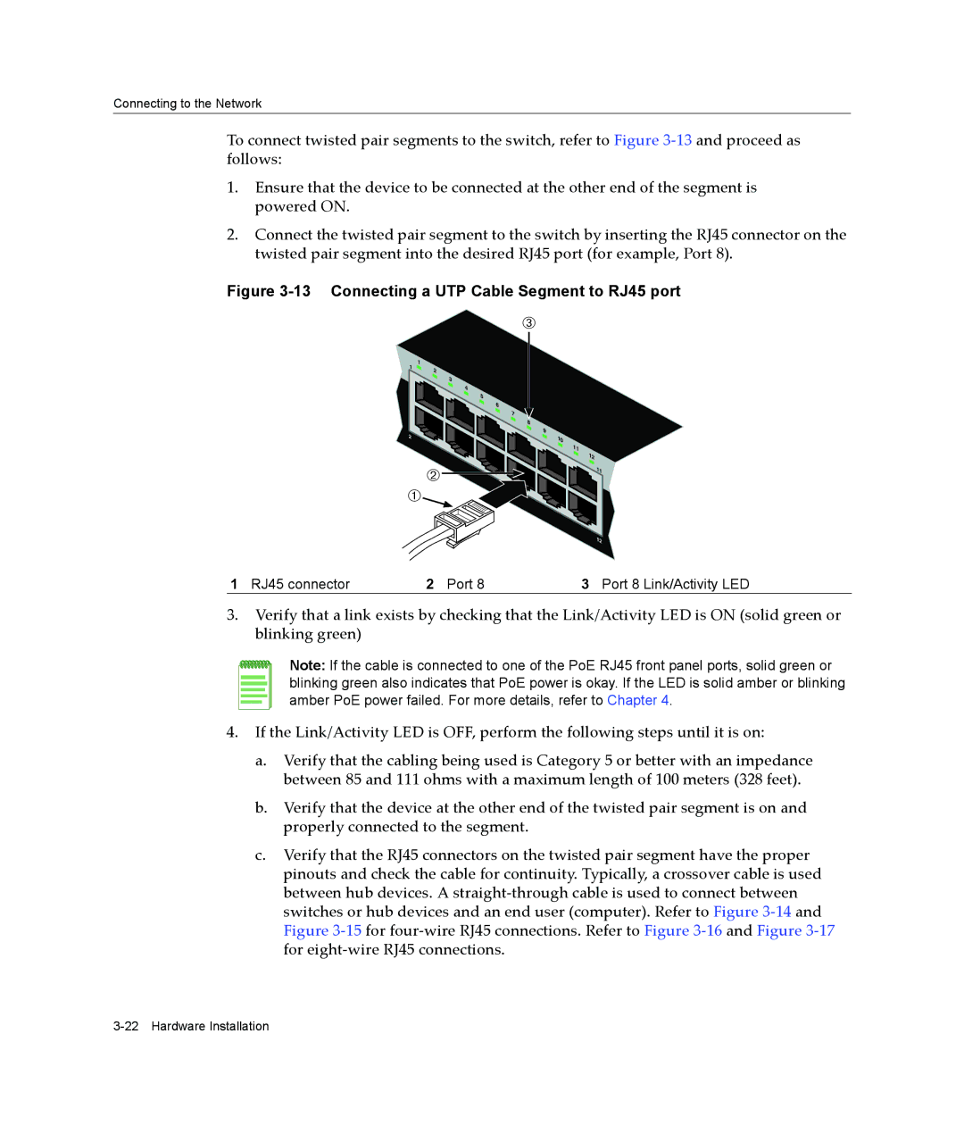 Enterasys Networks C2G124-48P, C2H124-48P manual Connecting a UTP Cable Segment to RJ45 port 