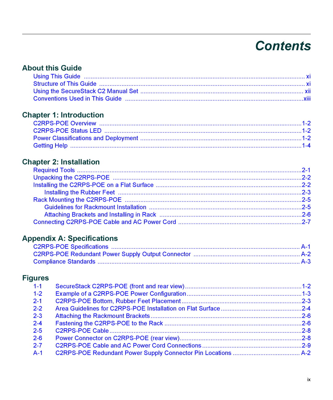 Enterasys Networks C2RPS-POE manual Contents 