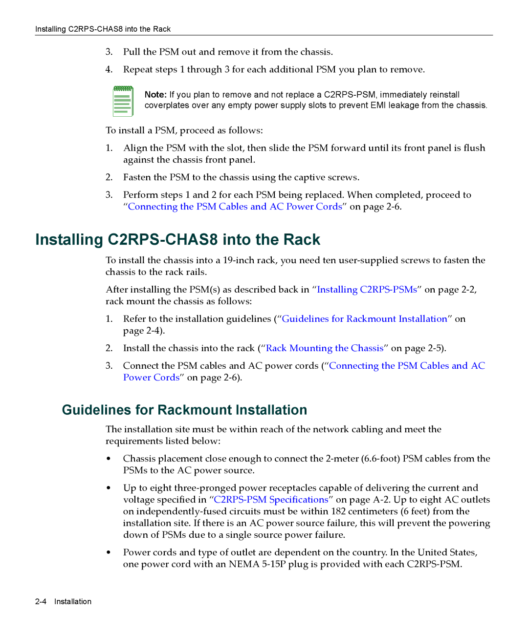 Enterasys Networks C2RPS-SYS manual Installing C2RPS-CHAS8 into the Rack, Guidelines for Rackmount Installation 