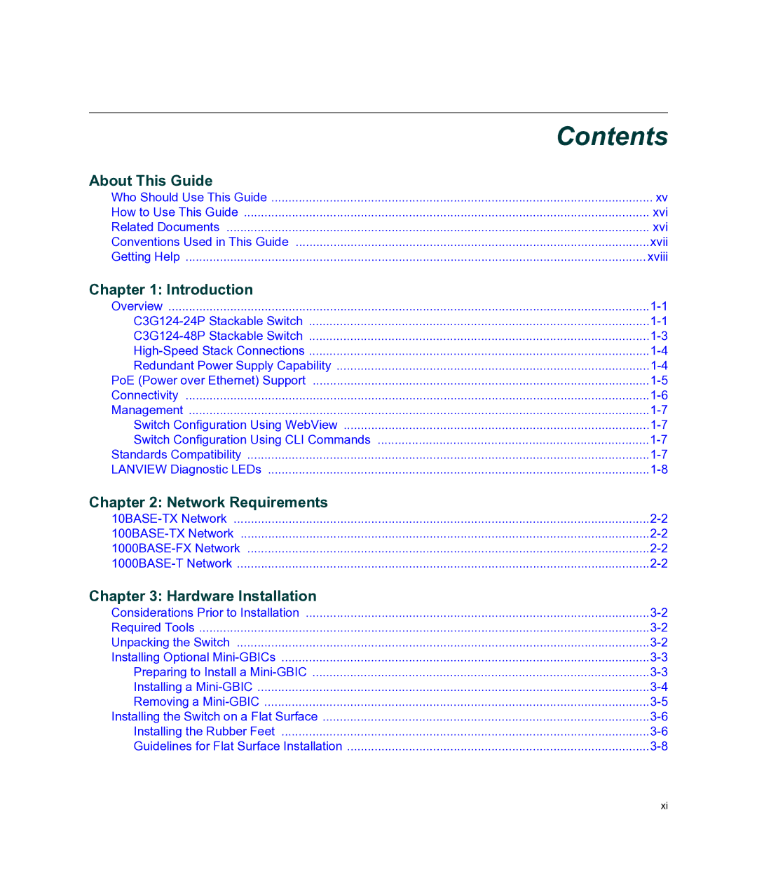 Enterasys Networks C3G124-24P, C3G124-48P manual Contents 