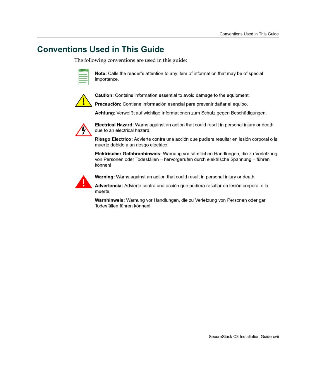 Enterasys Networks C3G124-24P, C3G124-48P Conventions Used in This Guide, Following conventions are used in this guide 