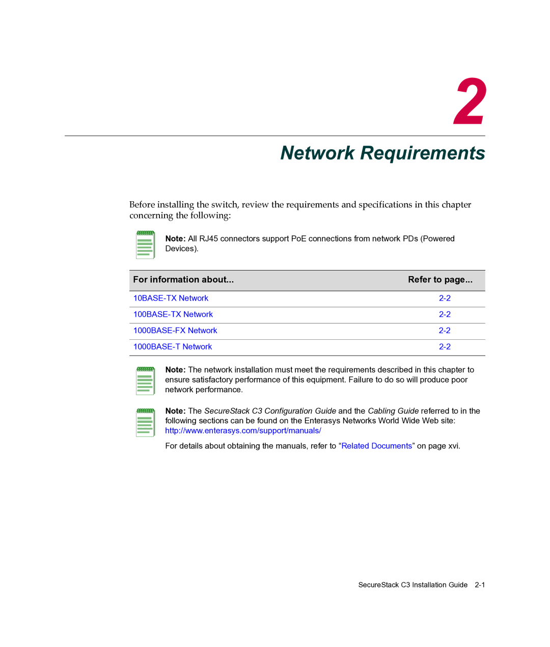 Enterasys Networks C3G124-24P, C3G124-48P manual Network Requirements 