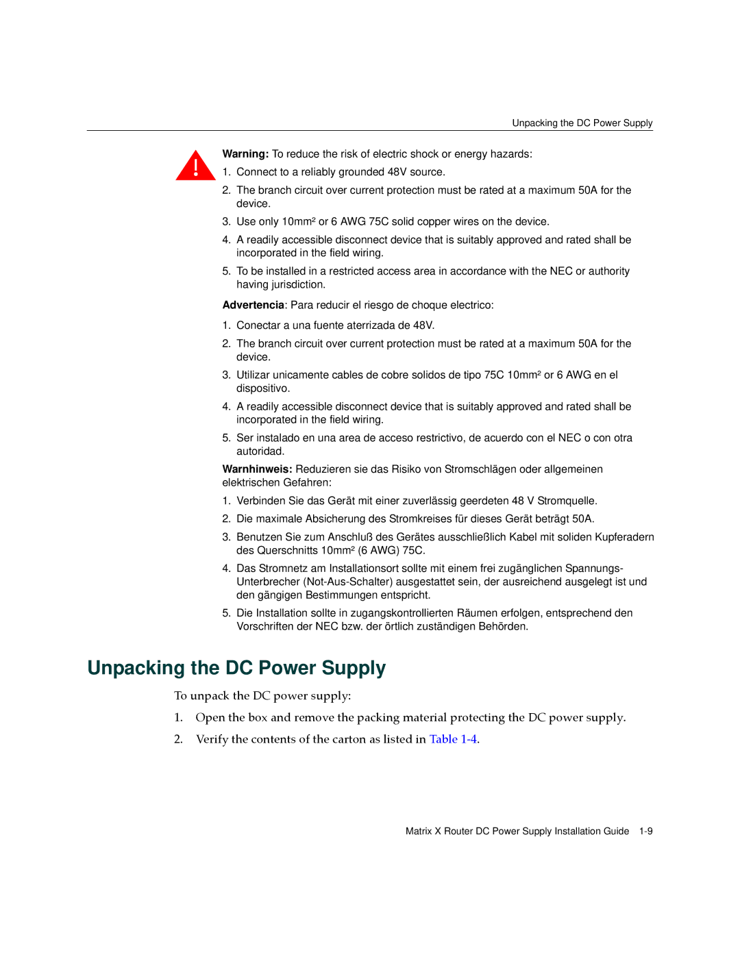 Enterasys Networks CM Version 1.0 manual Unpacking the DC Power Supply 