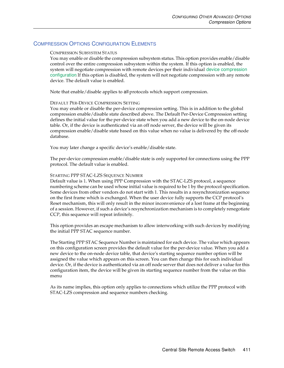 Enterasys Networks CSX5500, CSX6000, CSX7000 manual Compression Options Configuration Elements 