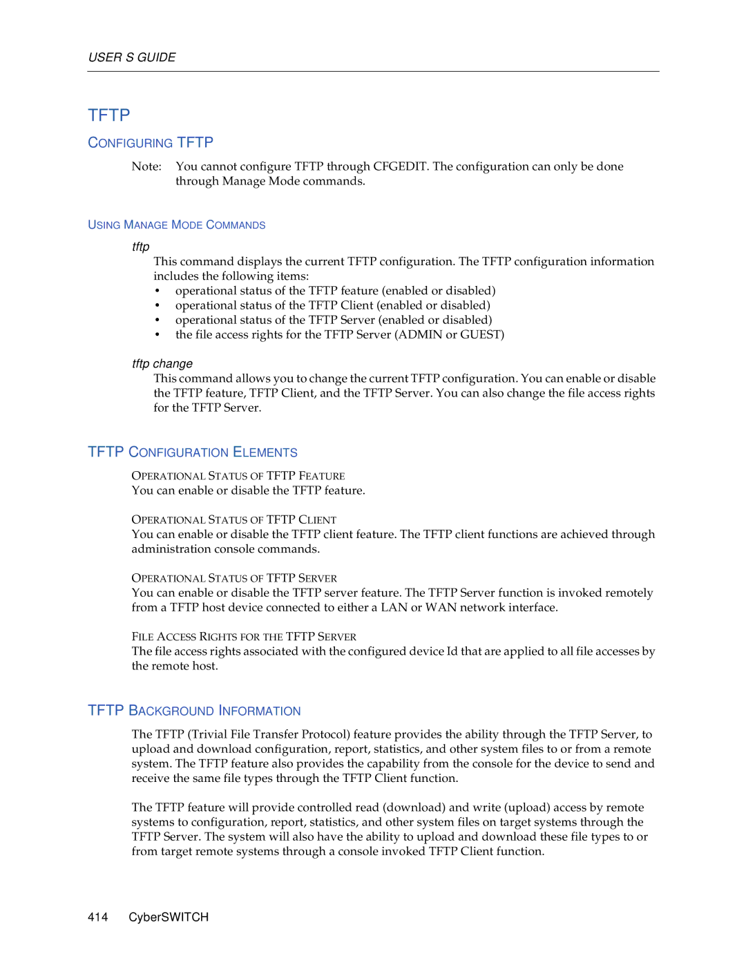 Enterasys Networks CSX5500, CSX6000, CSX7000 Configuring Tftp, Tftp Configuration Elements, Tftp Background Information 