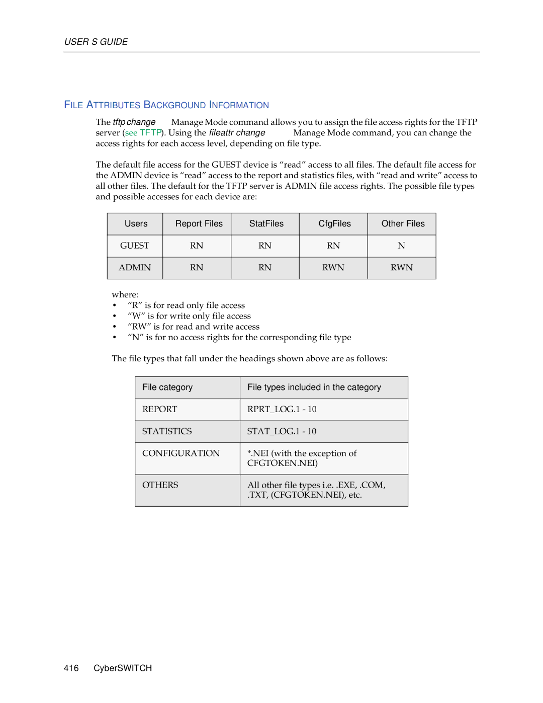 Enterasys Networks CSX7000, CSX5500, CSX6000 manual File Attributes Background Information 