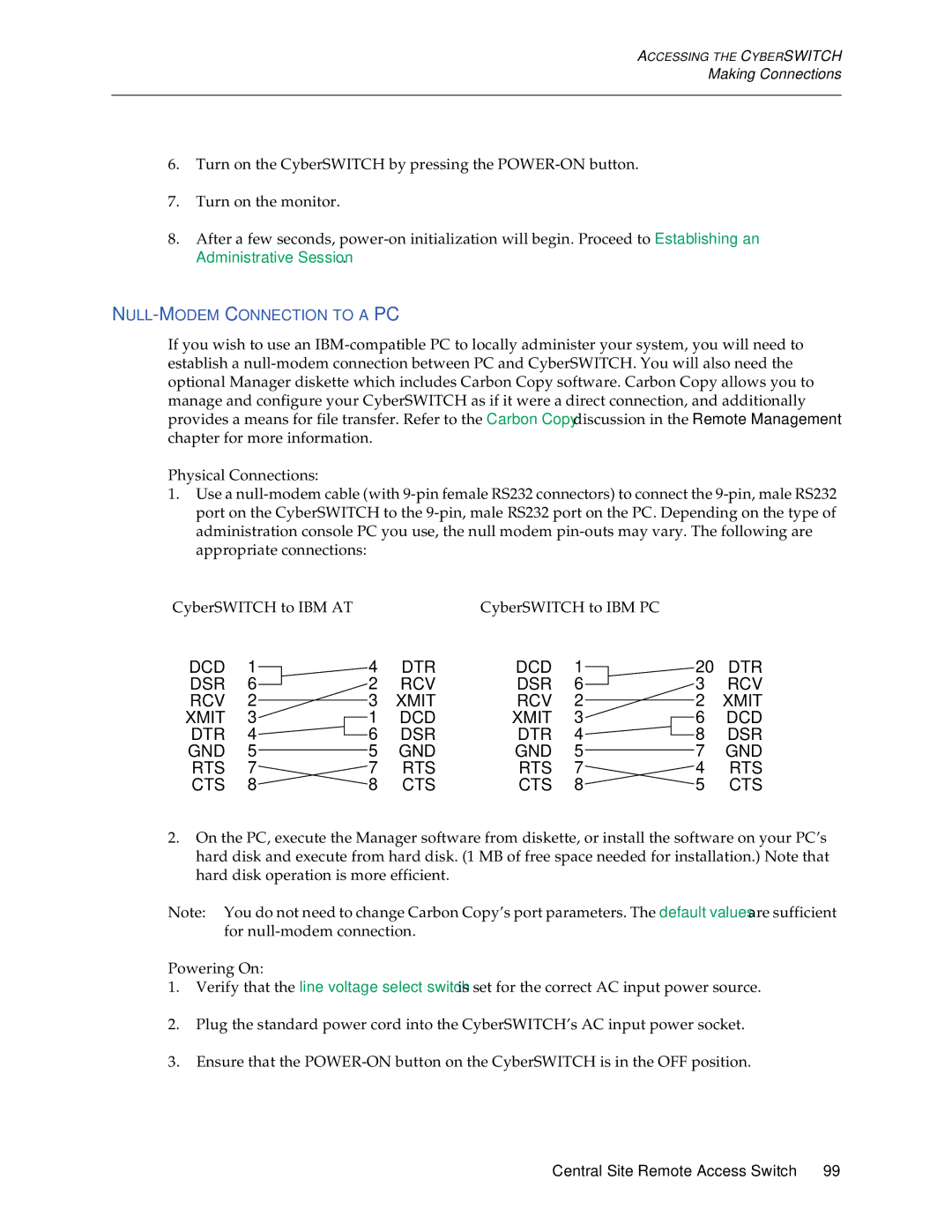 Enterasys Networks CSX5500, CSX6000, CSX7000 manual DCD DTR DSR RCV Xmit GND RTS CTS, NULL-MODEM Connection to a PC 