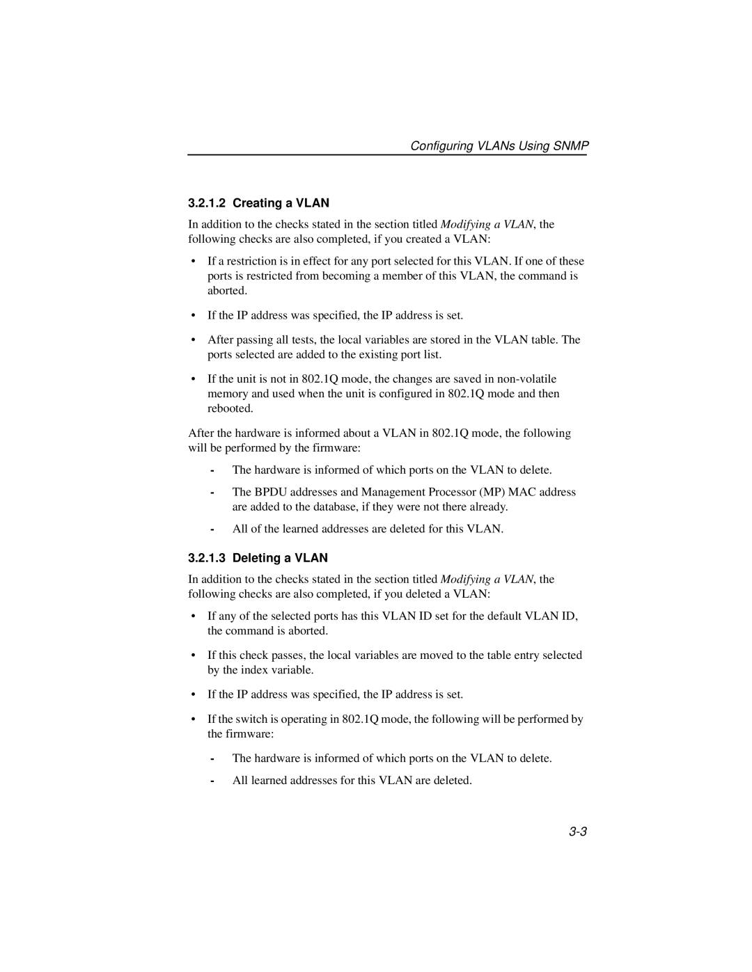 Enterasys Networks ELS10-27TX manual Creating a Vlan, Deleting a Vlan 