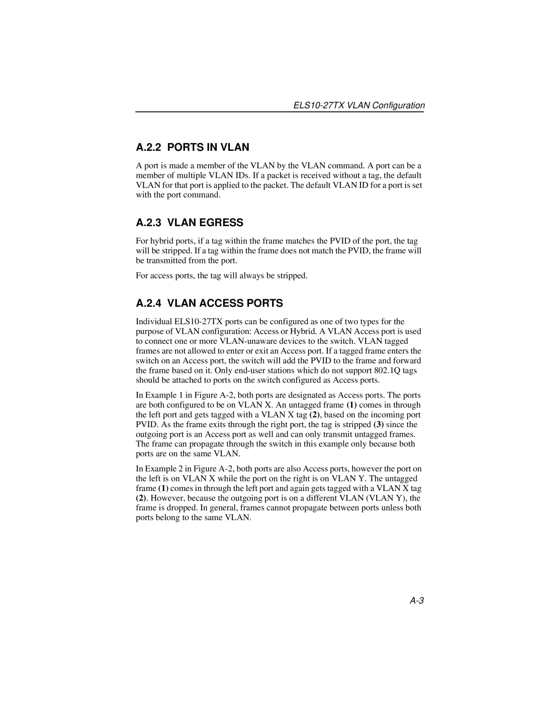 Enterasys Networks ELS10-27TX manual Ports in Vlan, Vlan Egress, Vlan Access Ports 