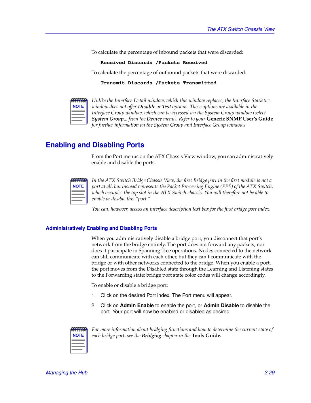 Enterasys Networks ENTERASYS ATX manual Administratively Enabling and Disabling Ports 