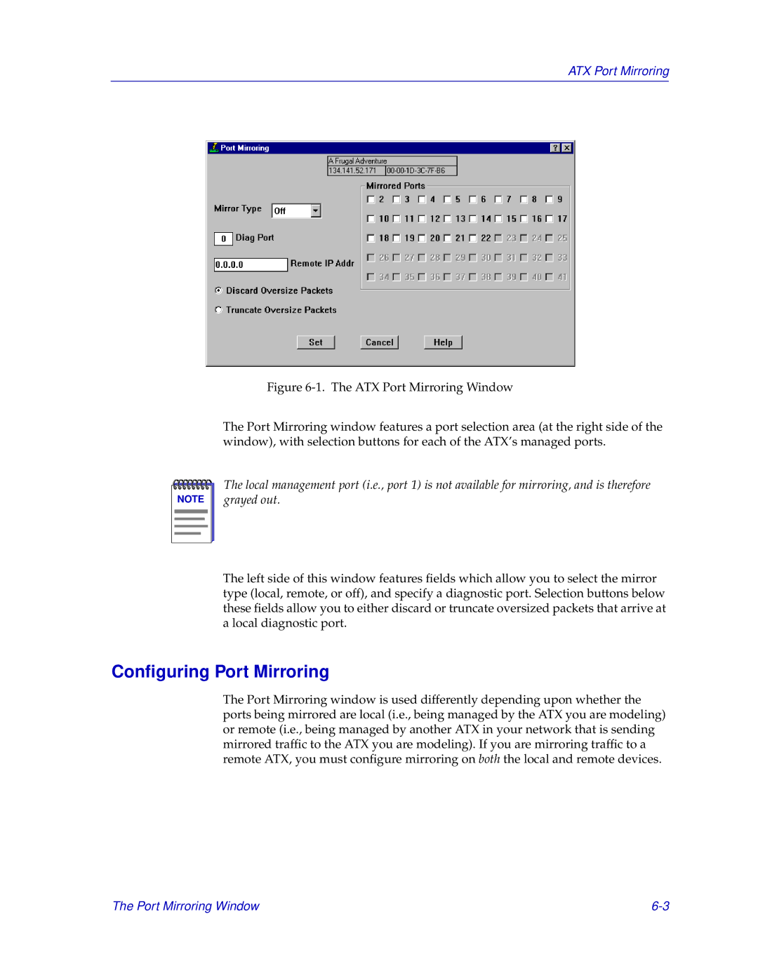 Enterasys Networks ENTERASYS ATX manual Conﬁguring Port Mirroring 