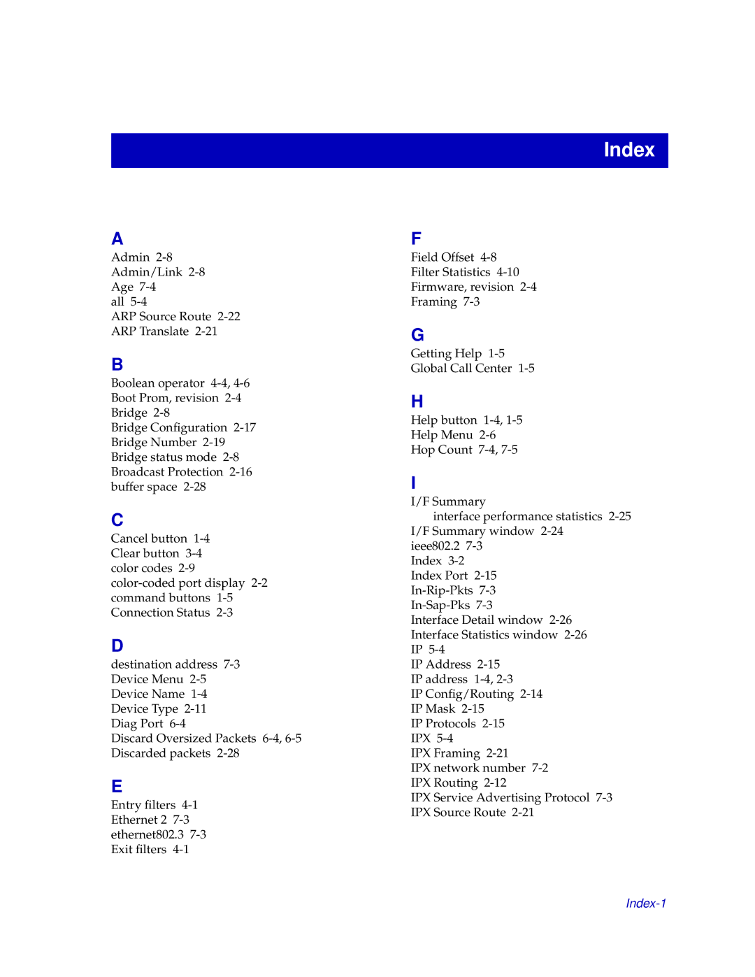 Enterasys Networks ENTERASYS ATX manual Index 