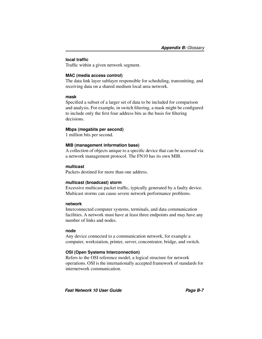 Enterasys Networks Fast Network 10 manual Trafﬁc within a given network segment 