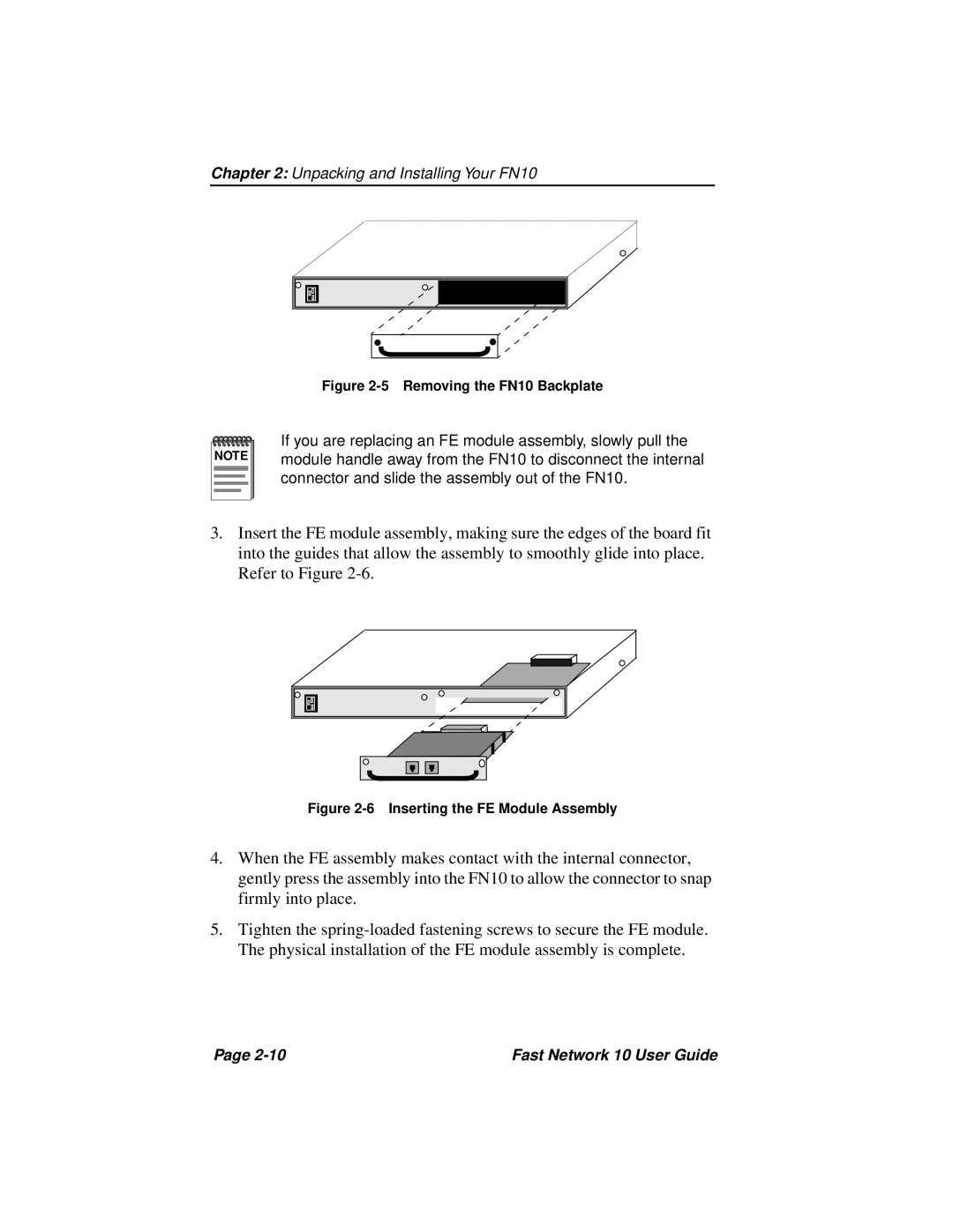 Enterasys Networks Fast Network 10 manual Removing the FN10 Backplate 