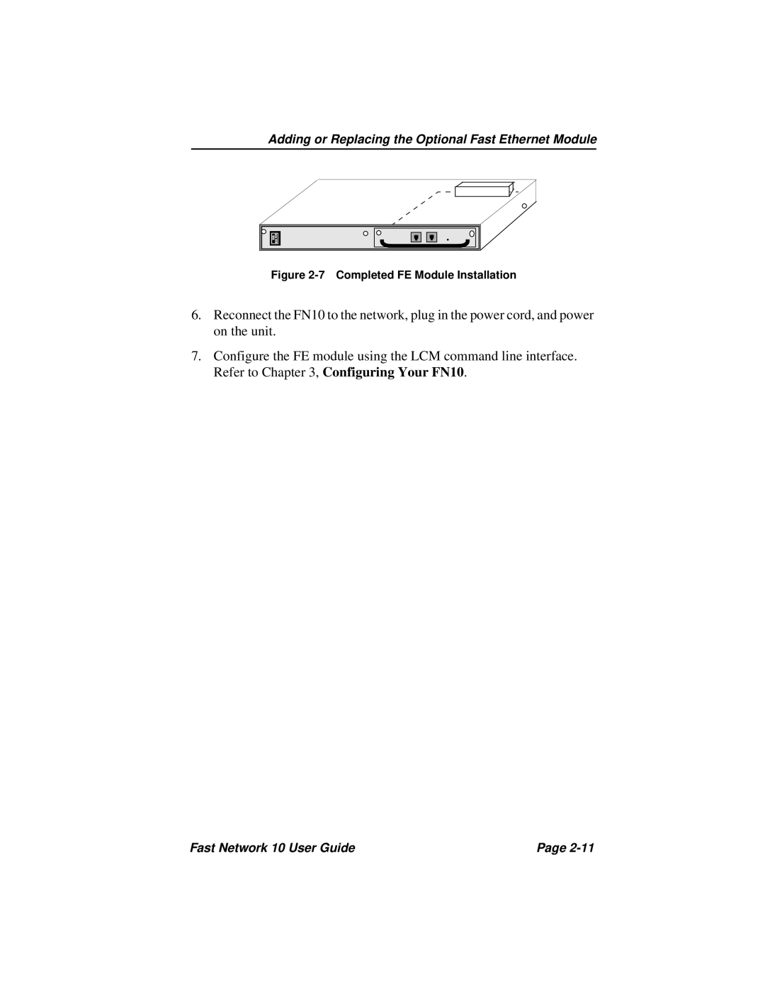 Enterasys Networks Fast Network 10 manual Completed FE Module Installation 