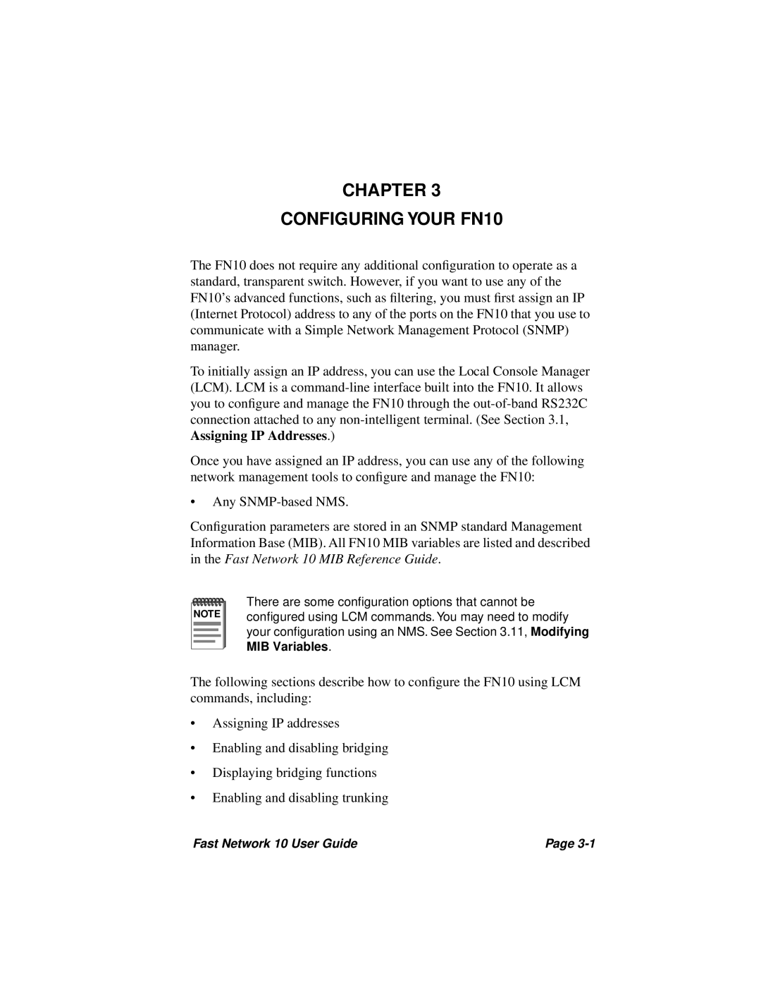 Enterasys Networks Fast Network 10 manual Chapter Configuring Your FN10 