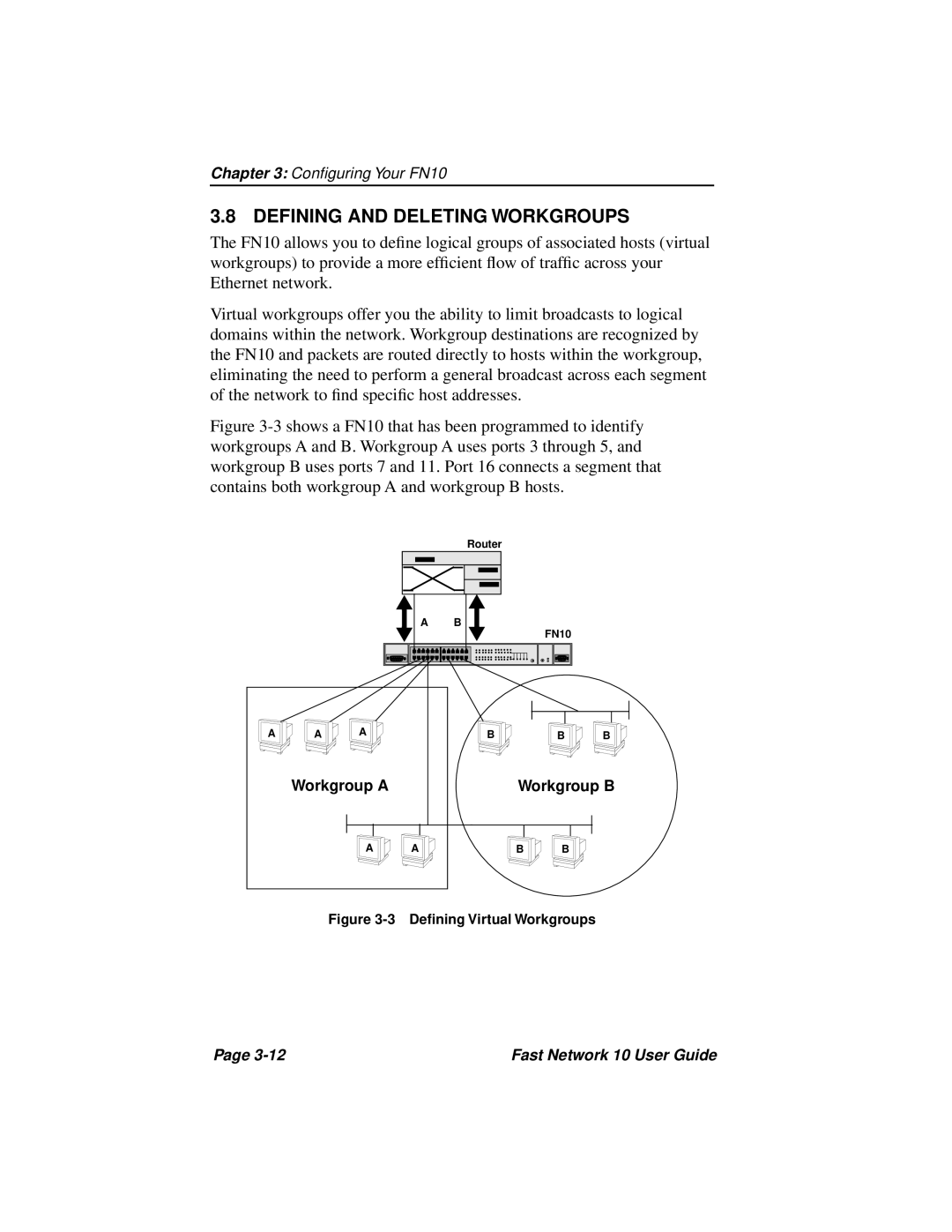 Enterasys Networks Fast Network 10 manual Defining and Deleting Workgroups 