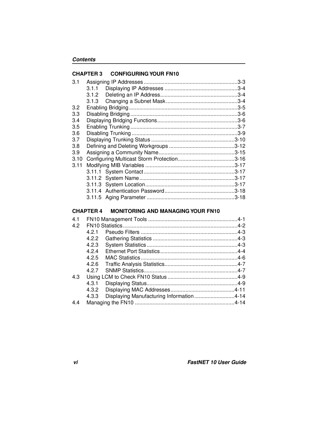 Enterasys Networks Fast Network 10 manual Contents 